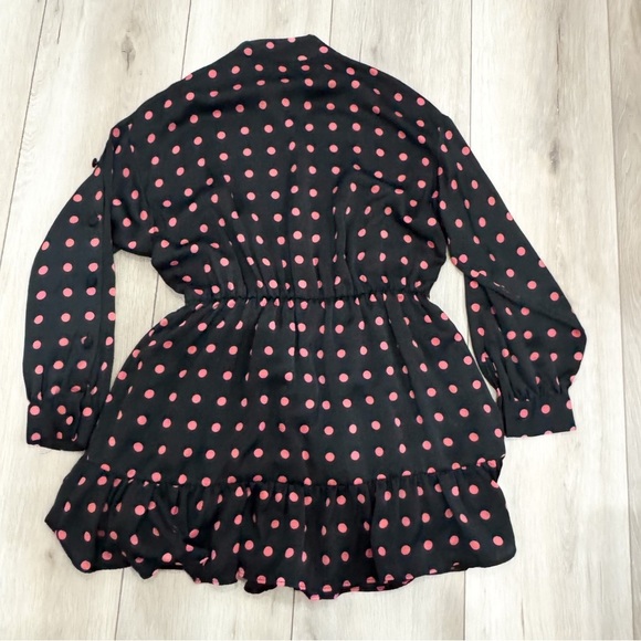 Zara basic polka dot silky button sleeve flounce/ ruffle dress ❤️ - Picture 7 of 9
